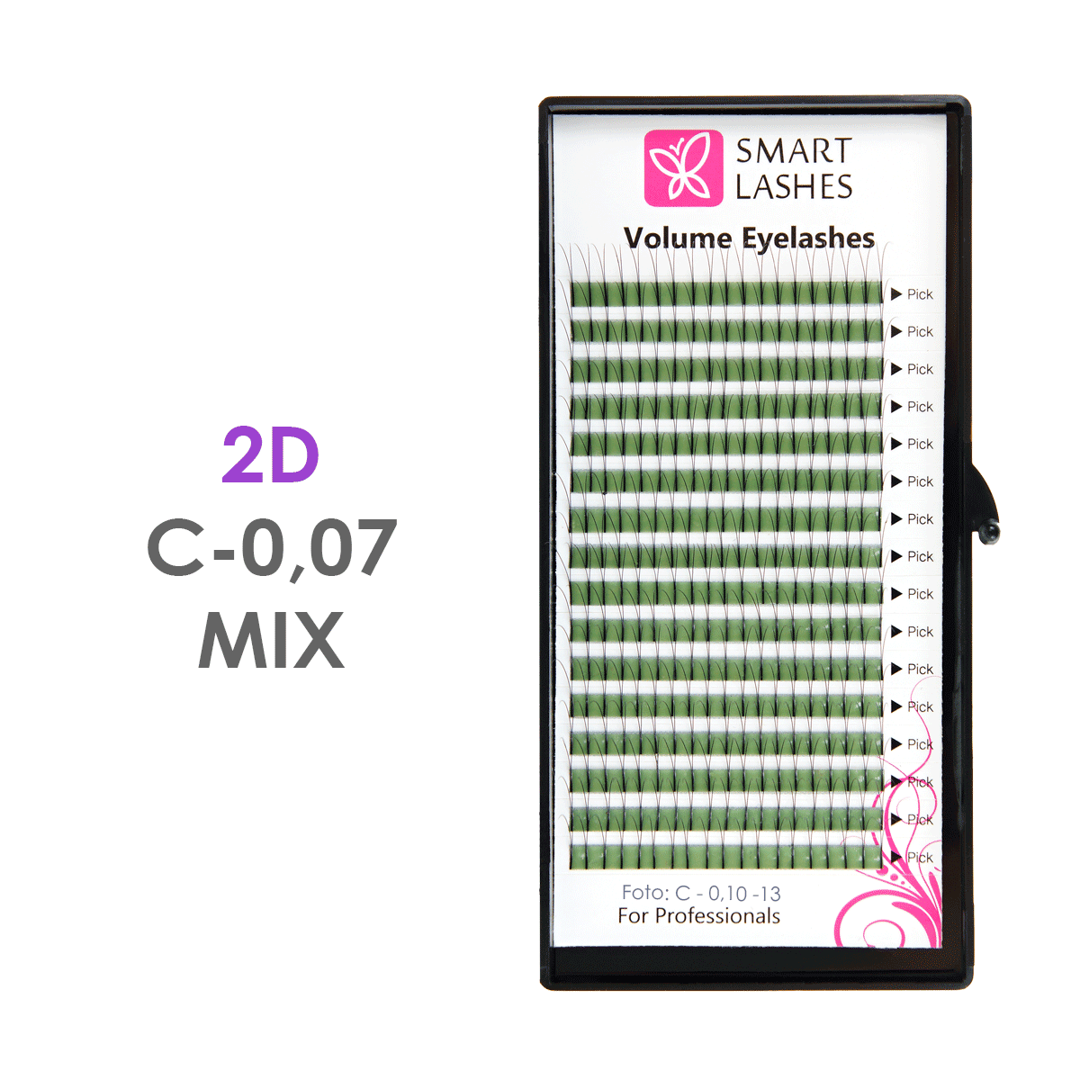 Trsy 2D - C - 0,07 mm x MIX 8-15 mm - 16 řádků | Smart Lashes