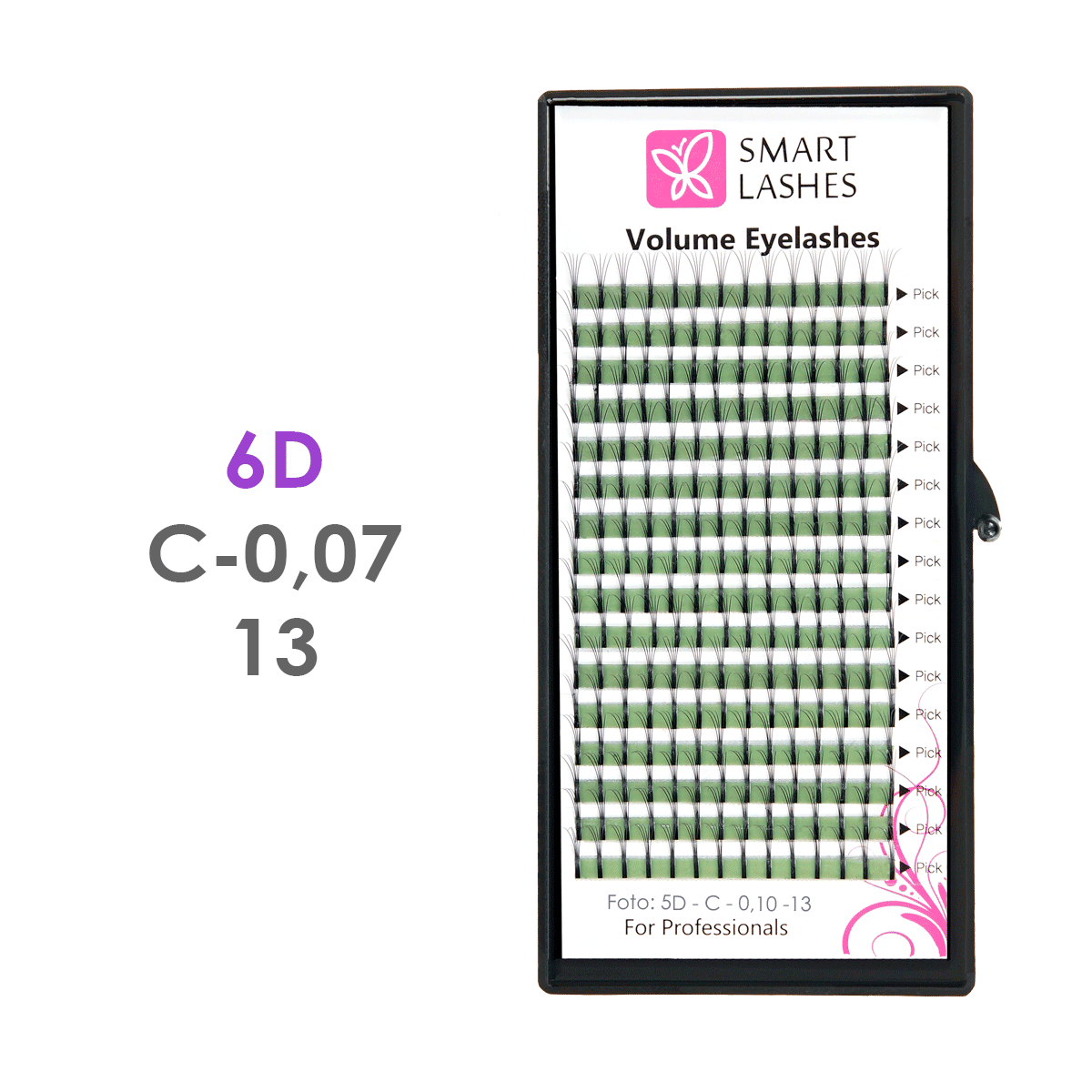 Trsy 6D - C - 0,07 mm x 13 mm - 16 řádků | Smart Lashes