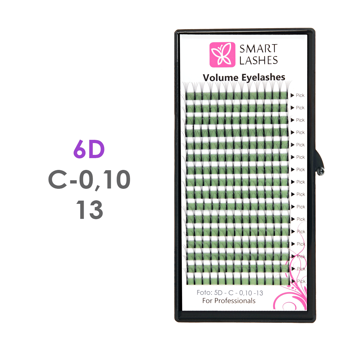 PLN Trsy Volume Lashes 6D - C - 0,10 mm x 13 mm pásiky - 16 - Kvalita - Premium | Smart Lashes