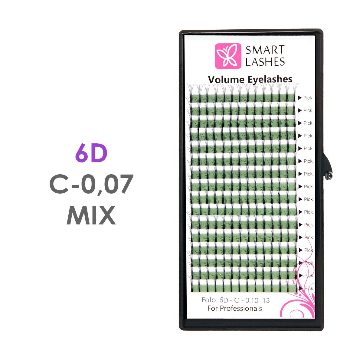 Trsy 6D - C - 0,07 mm x MIX 8-15 mm - 16 řádků | Smart Lashes