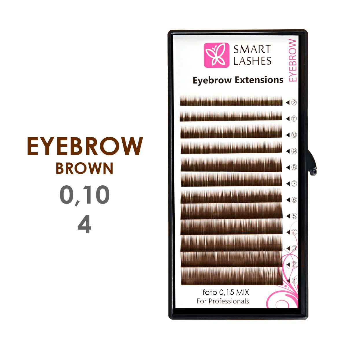 PLN Stredne hnedé obočie - 0,10 mm x 04 mm - 12 pásikov - Smart Lashes | Smart Lashes