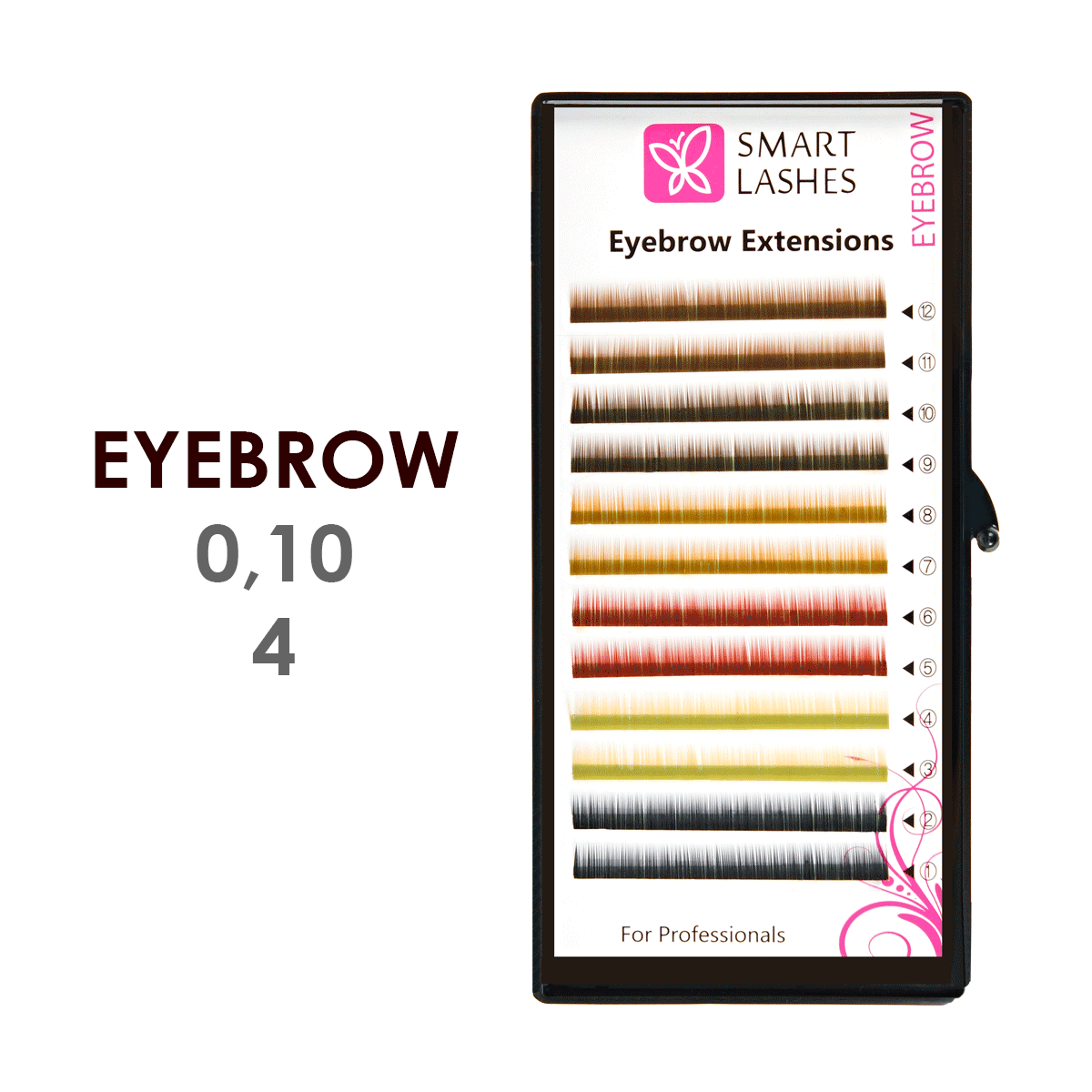 PLN Farebný MIX obočia - 0,10 mm x 04 mm - 12 pásikov - Smart Lashes | Smart Lashes