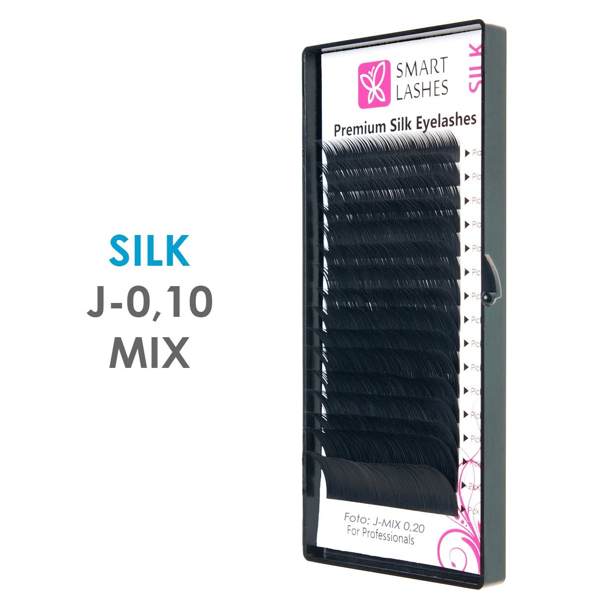 Rzęsy SILK J - 0,10 mm x MIX 8 - 15 mm - w pudełku - 16 | Smart Lashes