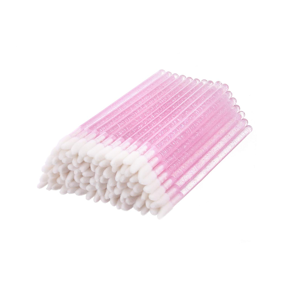 Jednorazowe szczoteczki do nanoszenia - skośny - różowy brokat  | Smart Lashes