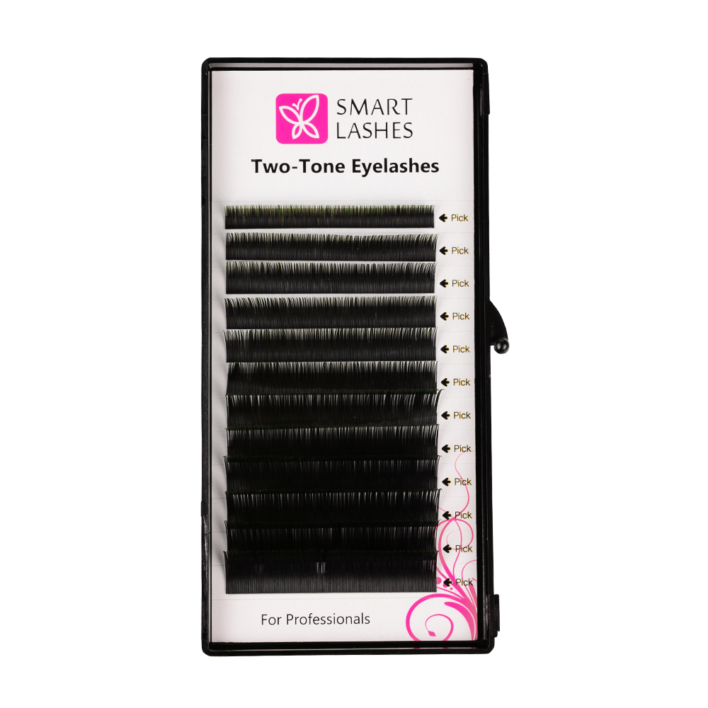 Rzęsy ombre - zielone i czarne - C - 0.20 mm - MIX | Smart Lashes
