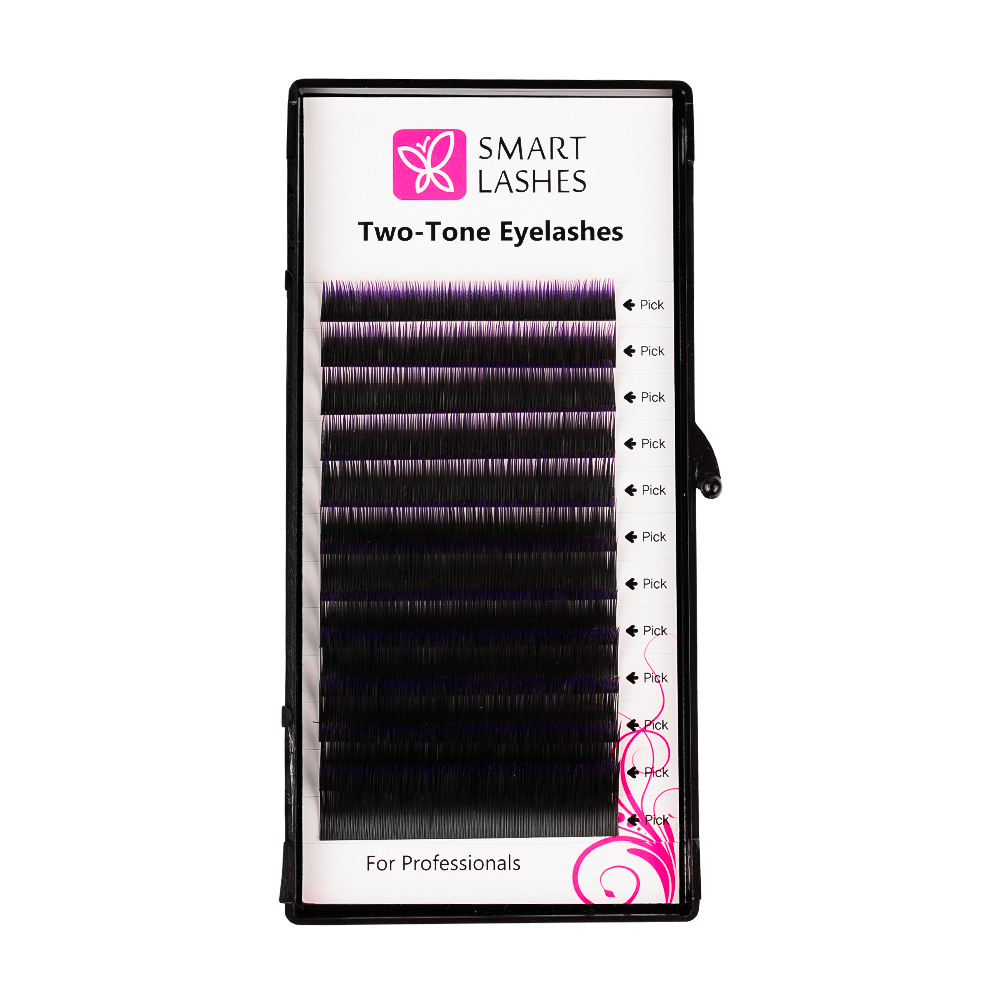 Rzęsy ombre - fioletowy + czarny - C - 0.20 mm - MIX | Smart Lashes