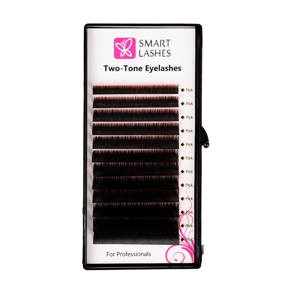 Rzęsy ombre - czerwony + czarny - C - 0.20 mm - MIX | Smart Lashes