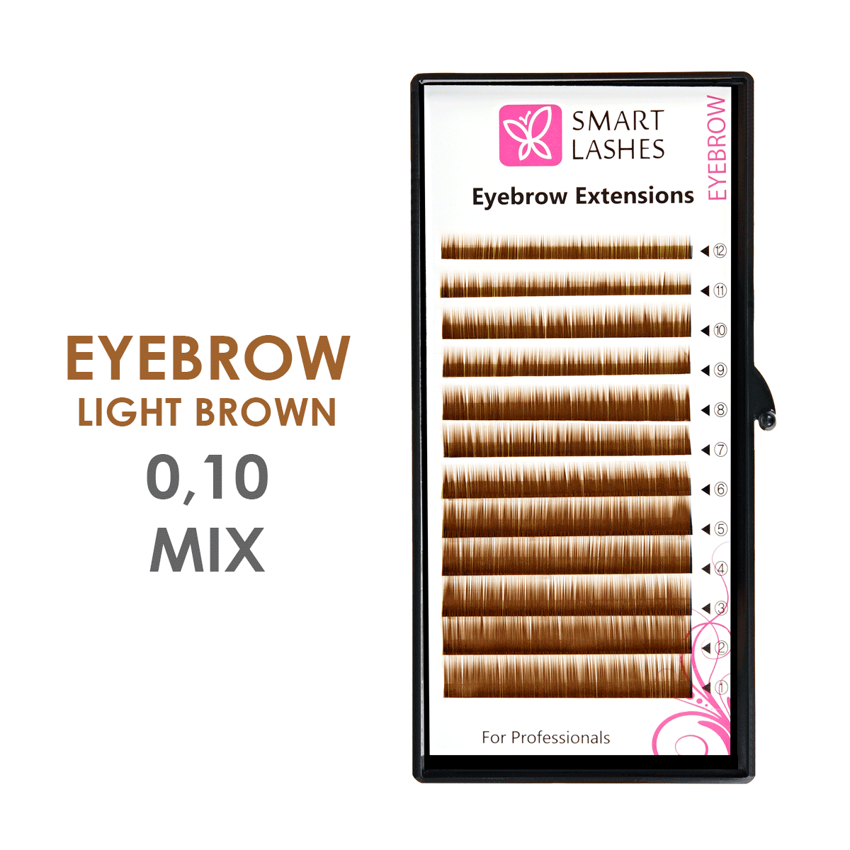 PLN Svetlohnedé umelé obočie MIX - 0,10 mm x 4 - 8 mm - 12 pásikov - Smart Lashes | Smart Lashes