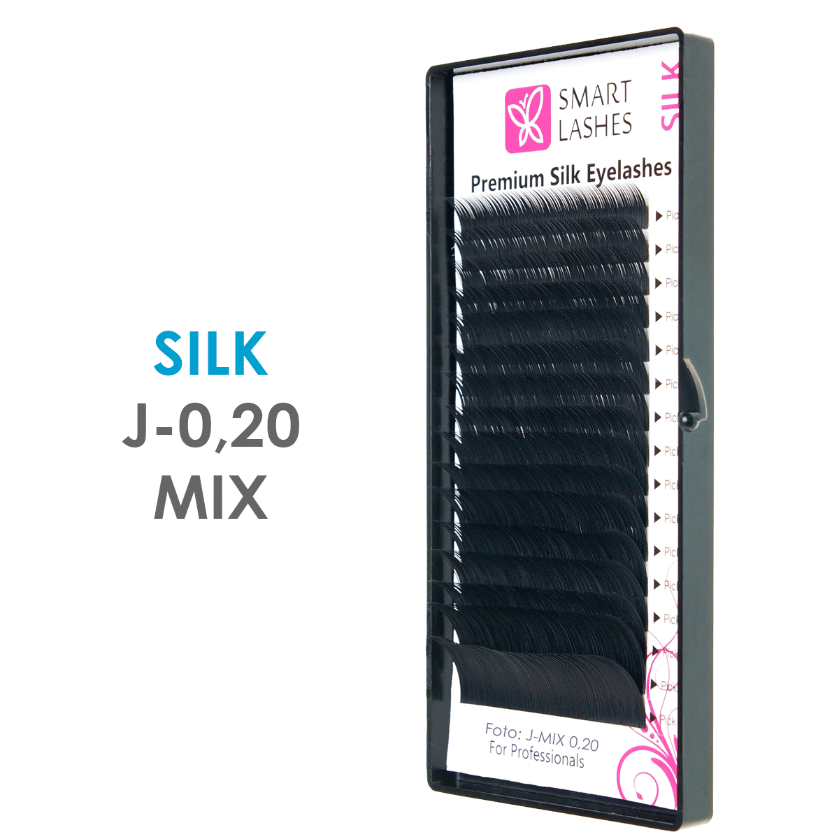 Rzęsy SILK J - 0,20 mm x MIX 8 - 15 mm - w pudełku - 16 | Smart Lashes