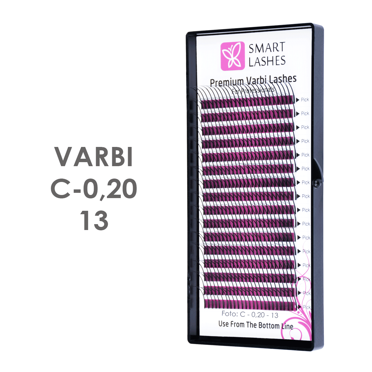 PLN Trsy rias- V - Varbi - C - 0,20 mm x 13 mm pásiky - 16 - Kvalita - Premium | Smart Lashes