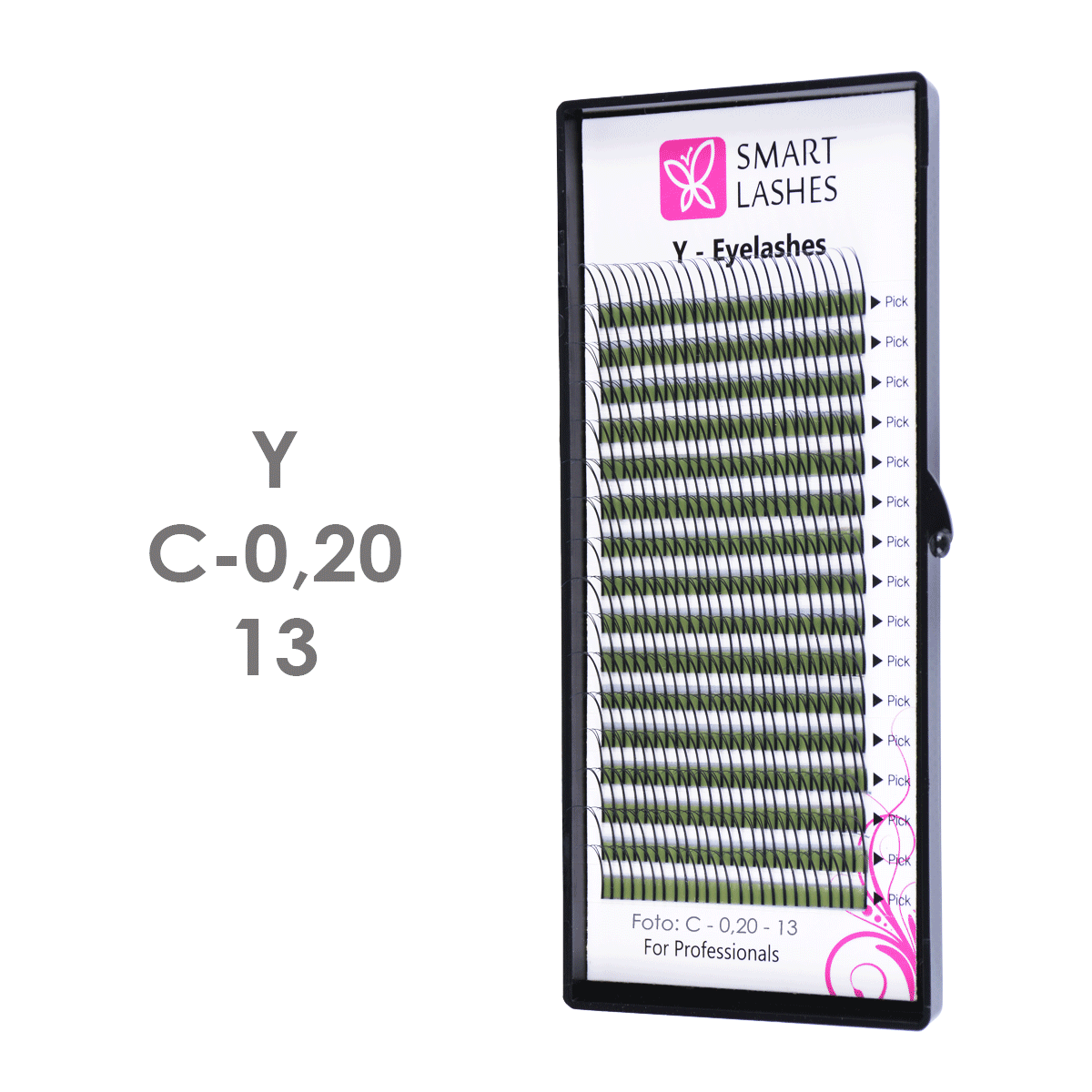 PLN Trsy mihalníc v tvare Y - C - 0,20 mm x 13 mm pásiky - 16 - Kvalita - Premium | Smart Lashes